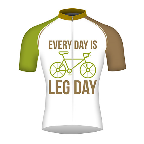 

21Grams Every Day is Leg Day Men's Short Sleeve Cycling Jersey - White Bike Jersey Top Breathable Quick Dry Reflective Strips Sports 100% Polyester Mountain Bike MTB Road Bike Cycling Clothing Apparel