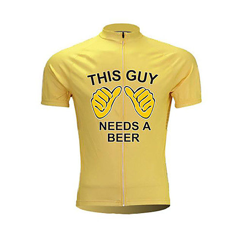 

21Grams Men's Short Sleeve Cycling Jersey Yellow Retro Oktoberfest Beer Bike Jersey Top Mountain Bike MTB Road Bike Cycling Breathable Quick Dry Moisture Wicking Sports Clothing Apparel / Athleisure