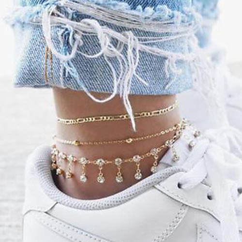 

Ankle Bracelet Women's Body Jewelry For Party Daily Alloy Gold 3pcs