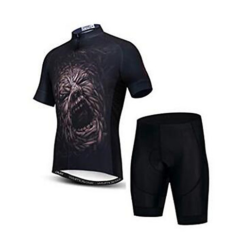 

21Grams 3D Animal Men's Short Sleeve Cycling Jersey with Shorts - Black Bike Clothing Suit Breathable Quick Dry Anatomic Design Sports Elastane Terylene Mountain Bike MTB Road Bike Cycling Clothing