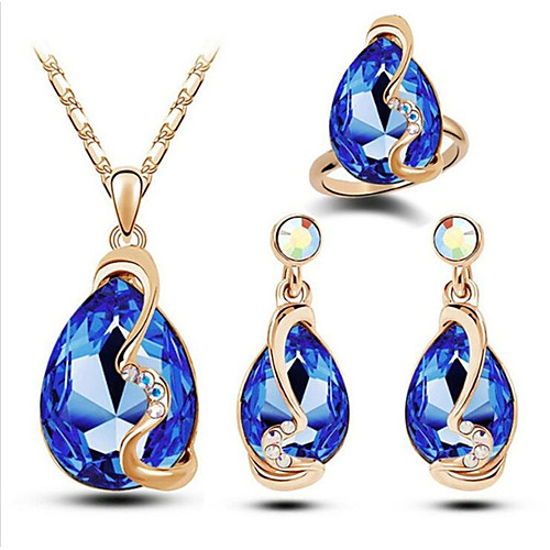 

Women's Crystal Bridal Jewelry Sets Geometrical Star Stylish Gold Plated Earrings Jewelry Lake Blue / Red / White For Party Daily 1 set