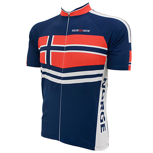 

21Grams Norway National Flag Men's Short Sleeve Cycling Jersey - RedBlue Bike Top Breathable Moisture Wicking Quick Dry Sports Terylene Mountain Bike MTB Road Bike Cycling Clothing Apparel