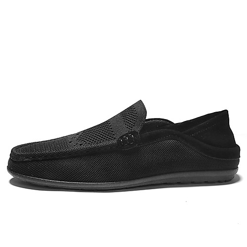 

Men's Fall Daily Outdoor Loafers & Slip-Ons Walking Shoes Tissage Volant Breathable Wear Proof Black / Gray
