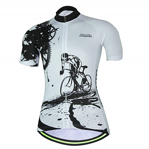 

21Grams Gear Women's Short Sleeve Cycling Jersey - White Bike Jersey Top Breathable Quick Dry Moisture Wicking Sports Terylene Mountain Bike MTB Clothing Apparel / Micro-elastic / Race Fit