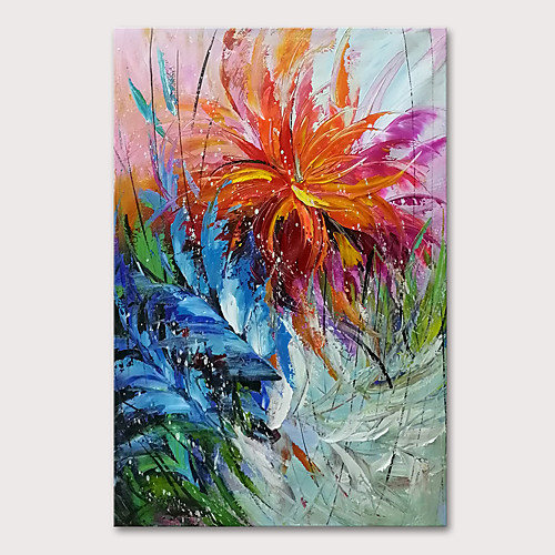 

Oil Painting Hand Painted - Abstract Floral / Botanical Modern Rolled Canvas