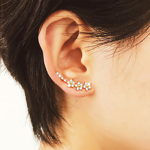 

Women's Cubic Zirconia Stud Earrings Earrings Classic Star Korean Sweet Fashion Earrings Jewelry Gold / Silver / Rose Gold For Party Daily Street Work 1 Pair