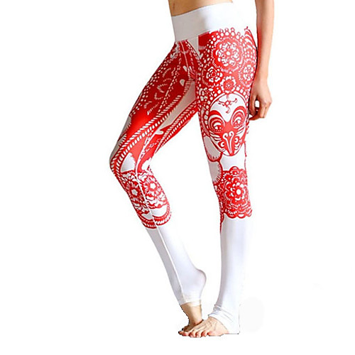 

Women's High Waist Yoga Pants Leggings Butt Lift Breathable Quick Dry Red / White Gym Workout Running Fitness Sports Activewear Stretchy Slim / Moisture Wicking
