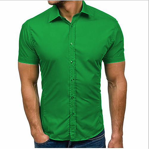 

Men's Shirt Solid Colored Short Sleeve Daily Tops Basic Black Blue Green