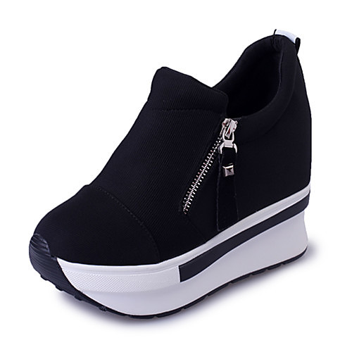 

Women's Sneakers Hidden Heel Round Toe Canvas Sporty Spring & Summer Red / Black
