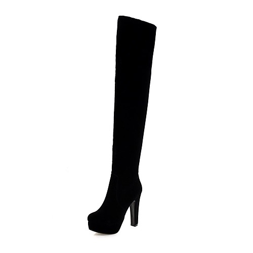 

Women's Boots Stiletto Heel Boots Chunky Heel Round Toe Over The Knee Boots Classic Daily Party & Evening Suede Solid Colored Black Red