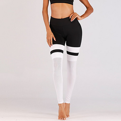 

Women's Yoga Pants Color Block Mesh Running Fitness Gym Workout Tights Activewear Breathable Moisture Wicking Quick Dry Butt Lift Tummy Control Slim
