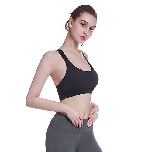 

Women's Sports Bra Top Sports Bra Full Figure Bra Elastane Yoga Fitness Gym Workout Lightweight Breathable Quick Dry Black Burgundy Grey Solid Colored / Micro-elastic / Sweat-wicking