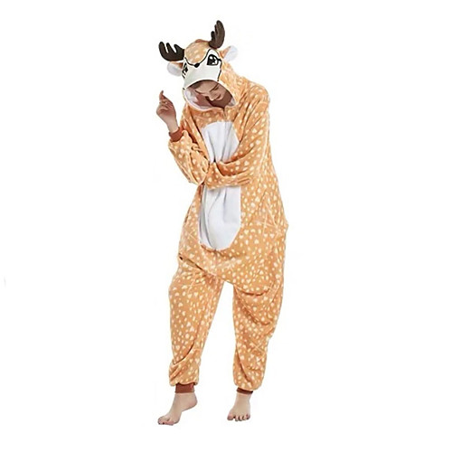 

Adults' Kigurumi Pajamas Deer Onesie Pajamas Flannel White / Yellow / Blue Cosplay For Men and Women Animal Sleepwear Cartoon Festival / Holiday Costumes