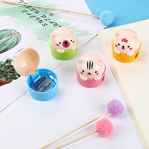 

Cute Cartoon Cat Plastic Pencil Sharpener For Kids Student Stationery