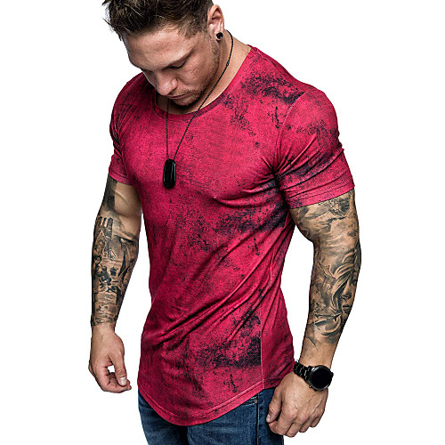

Men's 3D Graphic Print T-shirt Street chic Casual Street Round Neck Black / Blue / Red / Short Sleeve
