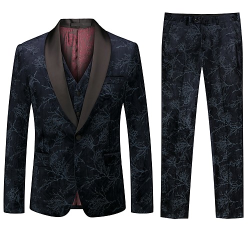

Tuxedos Tailored Fit / Standard Fit Shawl Collar Single Breasted One-button Cotton Blend / Cotton / Polyester Solid Colored