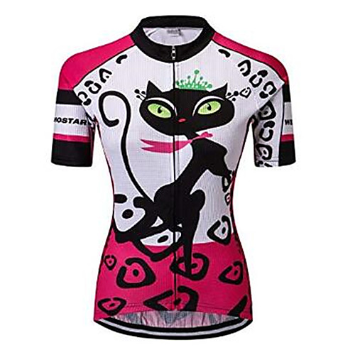 

21Grams Cat Cartoon Women's Short Sleeve Cycling Jersey - Red / White Bike Jersey Top Breathable Moisture Wicking Quick Dry Sports Polyester Elastane Terylene Mountain Bike MTB Road Bike Cycling