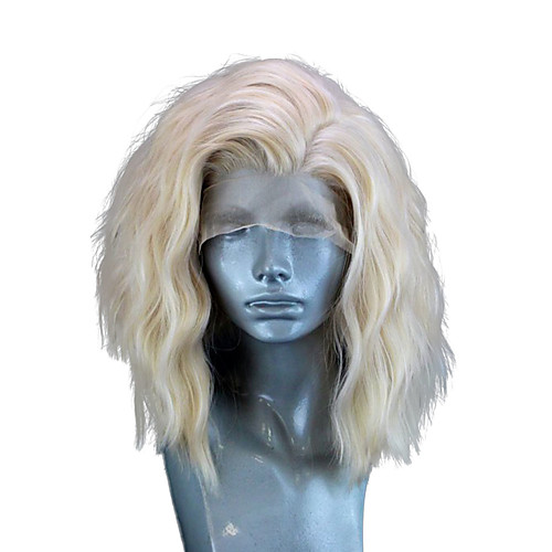 

Synthetic Lace Front Wig Wavy Side Part Lace Front Wig Blonde Short Light golden Synthetic Hair 10-14 inch Women's Adjustable Heat Resistant Party Blonde