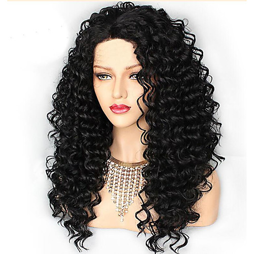 

Synthetic Wig Afro Curly Layered Haircut Wig Medium Length Natural Black Synthetic Hair 52~56 inch Women's New Arrival Black