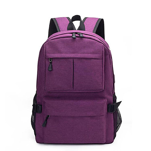 

Large Capacity Oxford Zipper School Bag Solid Color Daily Black / Purple / Light Grey / Fall & Winter