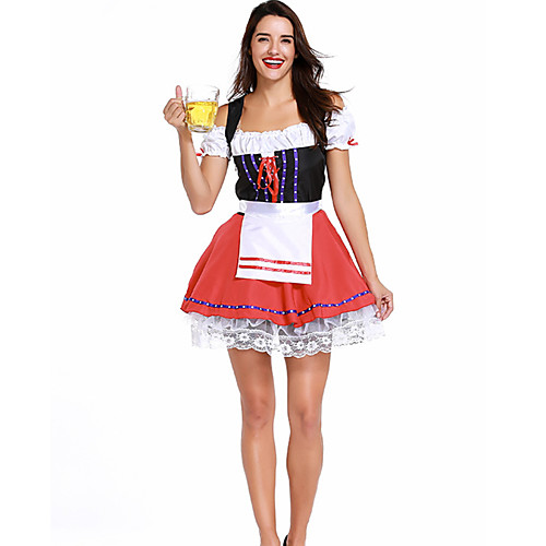 

Oktoberfest Beer Dirndl Trachtenkleider Women's Dress Bavarian Vacation Dress Costume Red