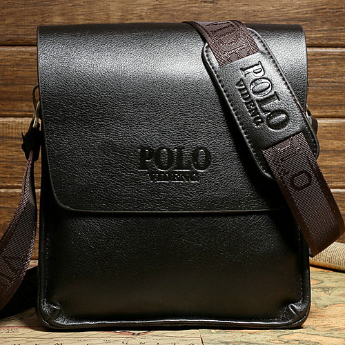 

Men's Zipper PU Crossbody Bag Black