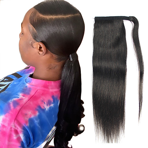 

Hair weave Ponytails Women Human Hair Hair Piece Hair Extension Straight 16 inch Daily Wear