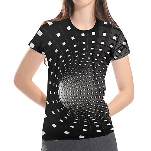 

Women's Plus Size Geometric 3D Rubik's Cube Print Loose T-shirt Basic Exaggerated Daily Club Black
