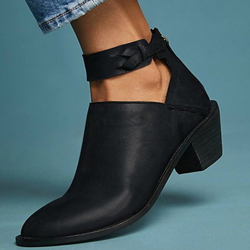 grey low heel boots