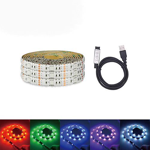 

5M USB LED Light Strips RGB Tiktok Lights DC 5V LED Strip 5050 Tape TV Background Lighting DIY Home Decorative Lamp With MINI 3Key Controller Set