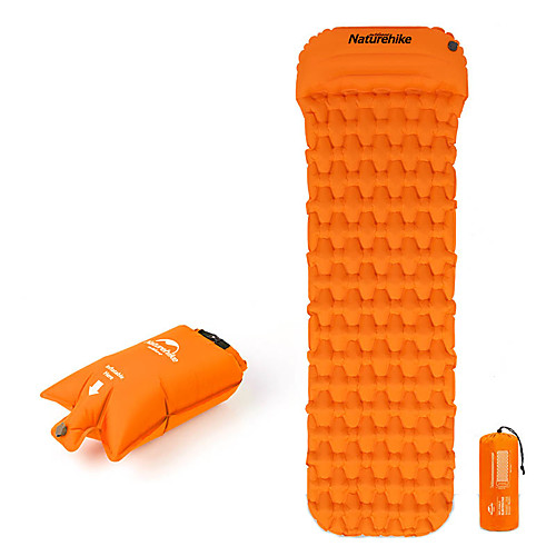 

Naturehike Inflatable Sleeping Pad Air Pad with Pillow Outdoor Camping Waterproof Portable Moistureproof TPU Nylon 198596.5 cm Hunting Fishing Beach for 1 person Autumn / Fall Spring Summer Orange