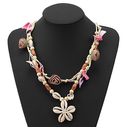 

Women's Necklace Monogram Star Bohemian Shell Dark Green Pink 65 cm Necklace Jewelry 1pc For Gift Carnival Street Holiday Festival