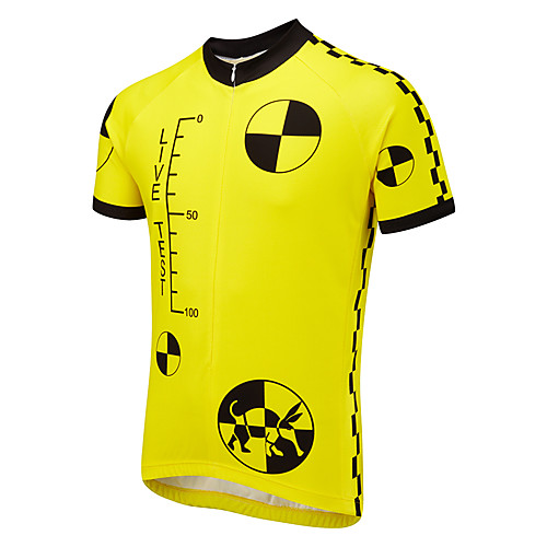 

21Grams Novelty Men's Short Sleeve Cycling Jersey - Yellow Bike Jersey Top Breathable Quick Dry Moisture Wicking Sports Terylene Mountain Bike MTB Road Bike Cycling Clothing Apparel / Micro-elastic