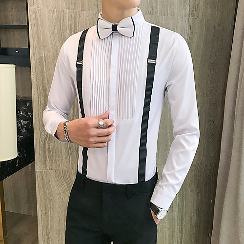 

Men's Shirt Solid Colored Print Long Sleeve Casual / Daily Tops Basic White Black Wine