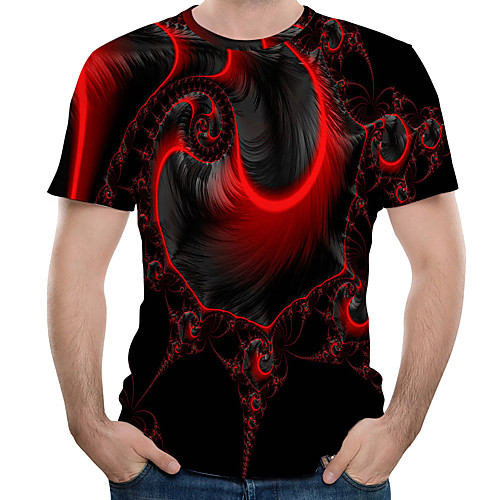 

Men's Plus Size 3D Graphic Print T-shirt Street chic Exaggerated Daily Holiday Round Neck Black / Short Sleeve
