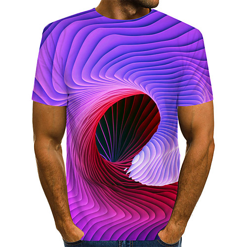 

Men's Graphic 3D Print Red Print T-shirt Basic Exaggerated Daily Round Neck Purple / Short Sleeve