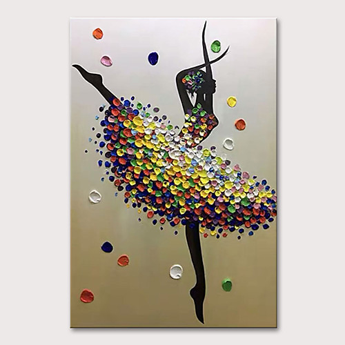 

Oil Painting Hand Painted Vertical Abstract People Modern Stretched Canvas