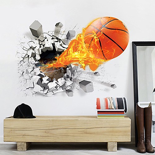 

3D Basketball Rush out Wall Stickers Art Decal Kids Room