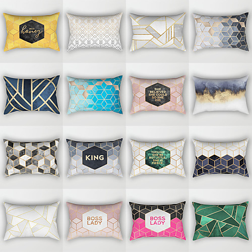 

Set of 1 Polyester Pillow Cover, Geometic Fashion Rectangular Traditional Classic Throw Pillow