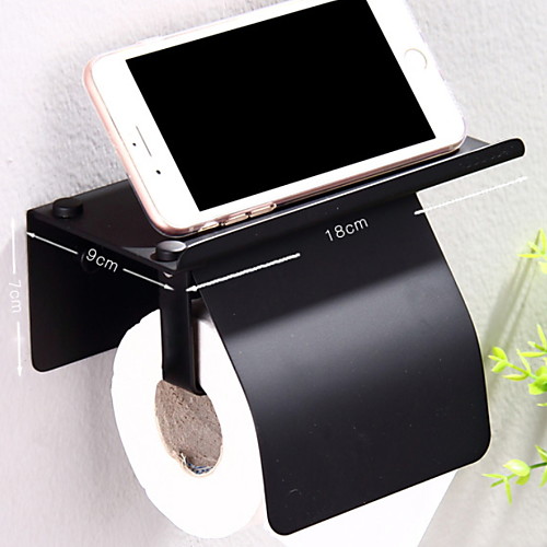 

Toilet Paper Holder Creative Contemporary Aluminum Bathroom Shelf with Mobile Phone Storage Shelf Wall Mounted 1PC