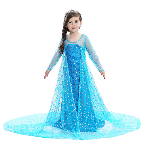 

Princess Elsa Dress Flower Girl Dress Girls' Movie Cosplay A-Line Slip Pattern Dress Vacation Dress White Blue Pink Dress Children's Day Masquerade Sequin Cotton Voile