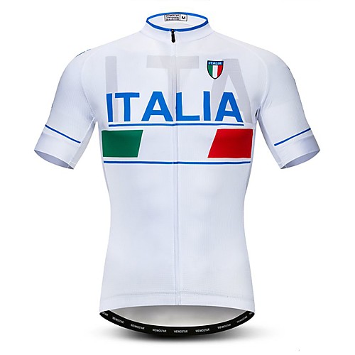 

21Grams Men's Short Sleeve Cycling Jersey Polyester Elastane Lycra White Italy National Flag Bike Jersey Top Mountain Bike MTB Road Bike Cycling Breathable Quick Dry Moisture Wicking Sports Clothing