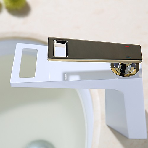 

Bathroom Sink Faucet - Waterfall Ti-PVD / Painted Finishes Centerset Single Handle One HoleBath Taps
