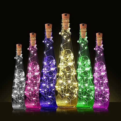 

1PC 2m 20 LED Cork Shaped LED Night Starry Light Copper Wire Stopper Wine Bottle Lamp Decoration Cool Warm White Colorful