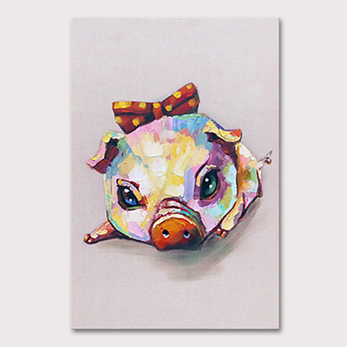 

Oil Painting Hand Painted Vertical Animals Pop Art Modern Rolled Canvas (No Frame)