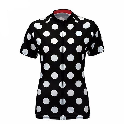 

21Grams Polka Dot Women's Short Sleeve Cycling Jersey - Black / White Bike Jersey Top Breathable Moisture Wicking Quick Dry Sports Terylene Mountain Bike MTB Clothing Apparel / Micro-elastic
