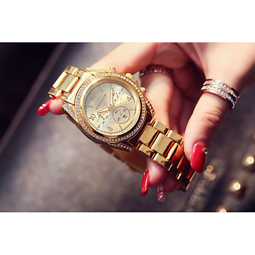 

Women's Quartz Watches Luxury Fashion Silver Gold Rose Gold Stainless Steel Quartz Gold Silver Rose Gold Calendar / date / day 30 m 1 pc Analog One Year Battery Life