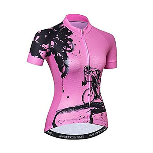 

21Grams Women's Short Sleeve Cycling Jersey - Pink Bike Jersey Top Breathable Moisture Wicking Quick Dry Sports Polyester Elastane Terylene Mountain Bike MTB Road Bike Cycling Clothing Apparel