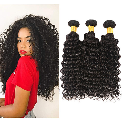 

3 Bundles Brazilian Hair Kinky Curly Remy Human Hair 300 g Natural Color Hair Weaves / Hair Bulk 8-28 inch Human Hair Weaves Human Hair Extensions / 10A