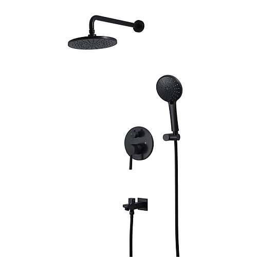 

Black Shower Faucet - Contemporary Wall Installation Ceramic Valve Bath Shower Mixer Taps